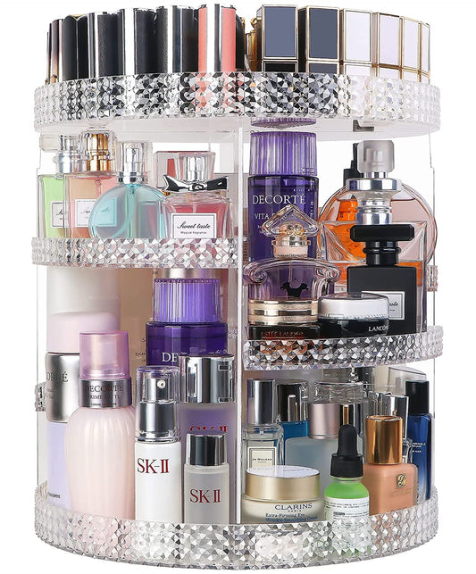 360 Degree Rotating Makeup Organizer, Extra Large Capacity Perfume Organizer, Removable DIY 7 Layers Make up Organizer for Vanity, Cosmetic Display Case Organizador De Maquillaje (Clear)