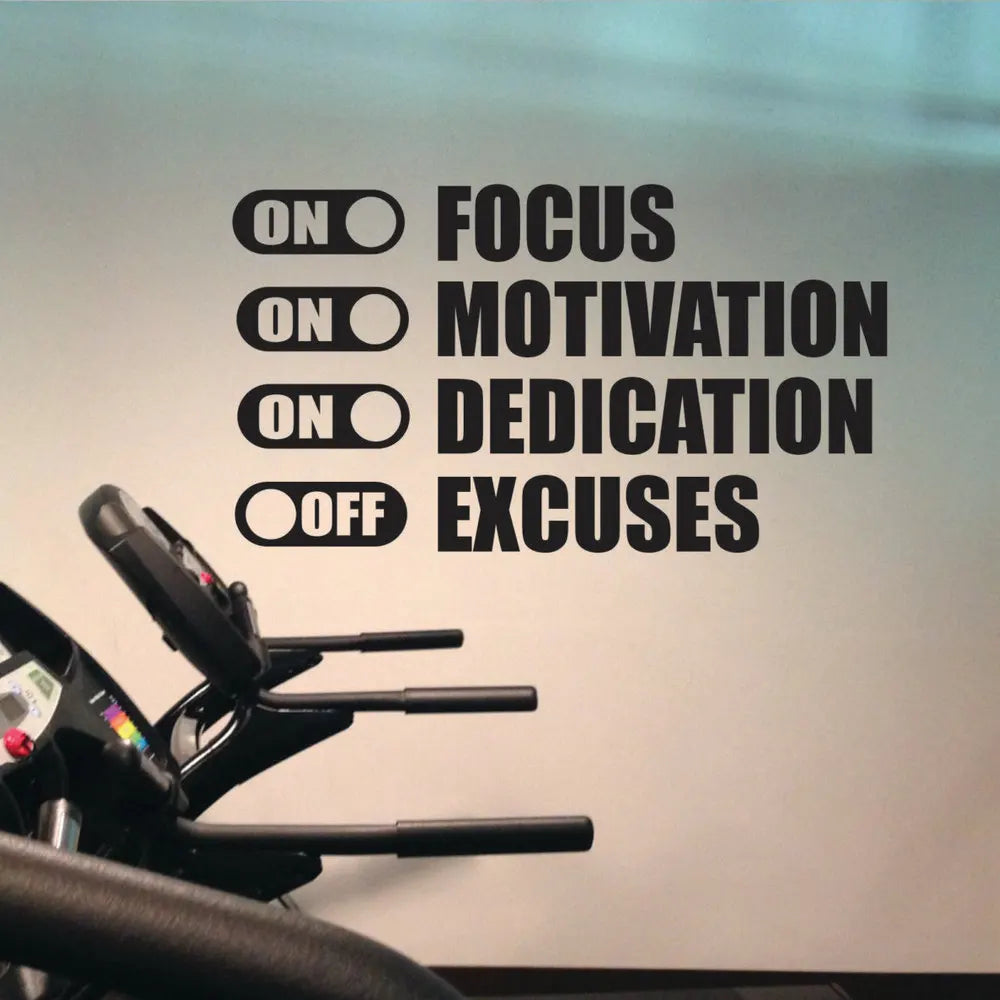 Focus on Motivation on Excuses off Gym Motivation Quote Fitness Wall Sticker Home Decor Living Room Bedroom Vinyl Art Wall Decal