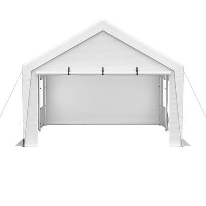 Carport, 13' X 20' Heavy Duty Carport with Roll-Up Sidewall and Ventilated Windows, Portable Outdoor Garage for Car, Truck, SUV, Boat, Car Canopy with All-Season Tarp, Gray, Height 9.8'