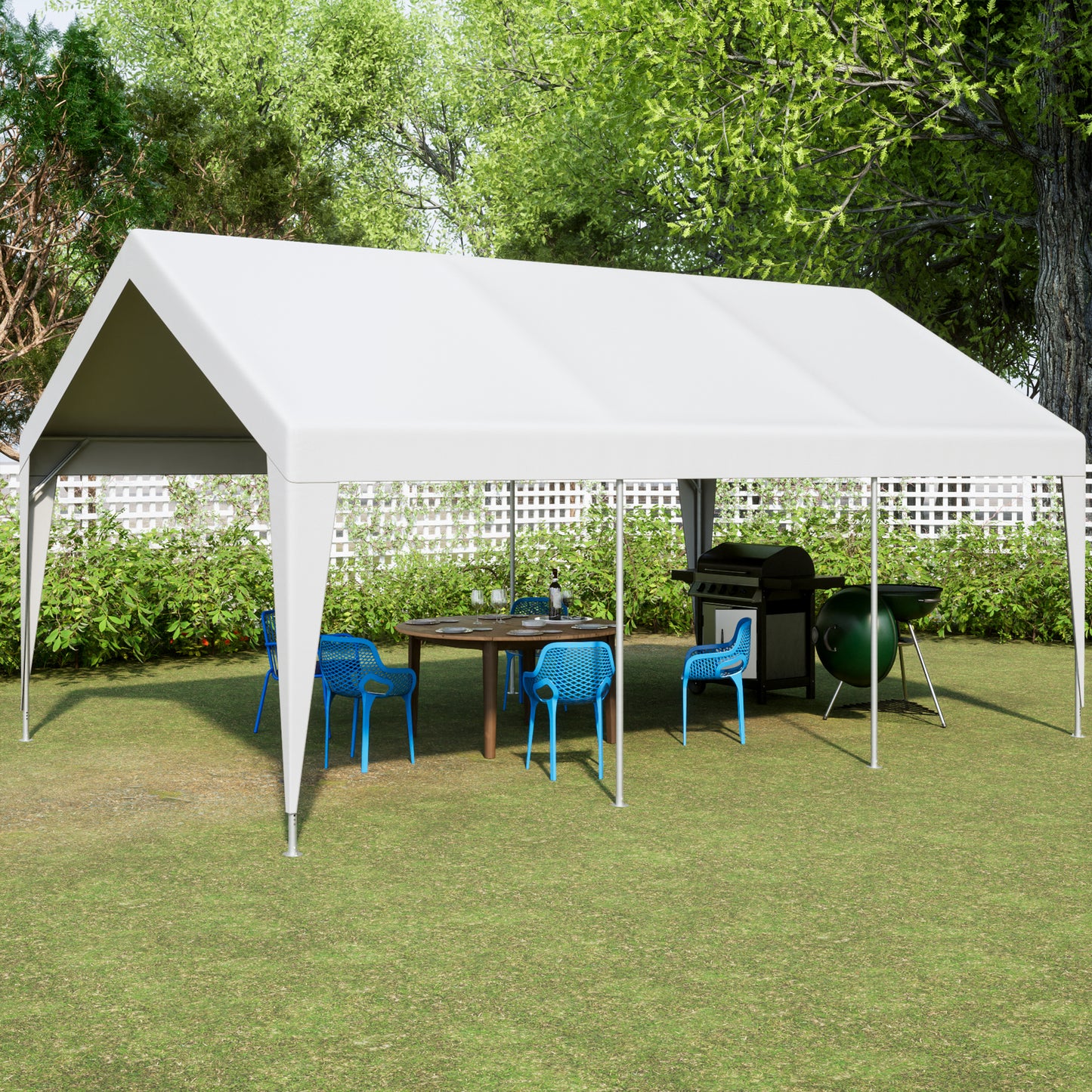 Carport, 13' X 20' Heavy Duty Carport with Roll-Up Sidewall and Ventilated Windows, Portable Outdoor Garage for Car, Truck, SUV, Boat, Car Canopy with All-Season Tarp, Gray, Height 9.8'