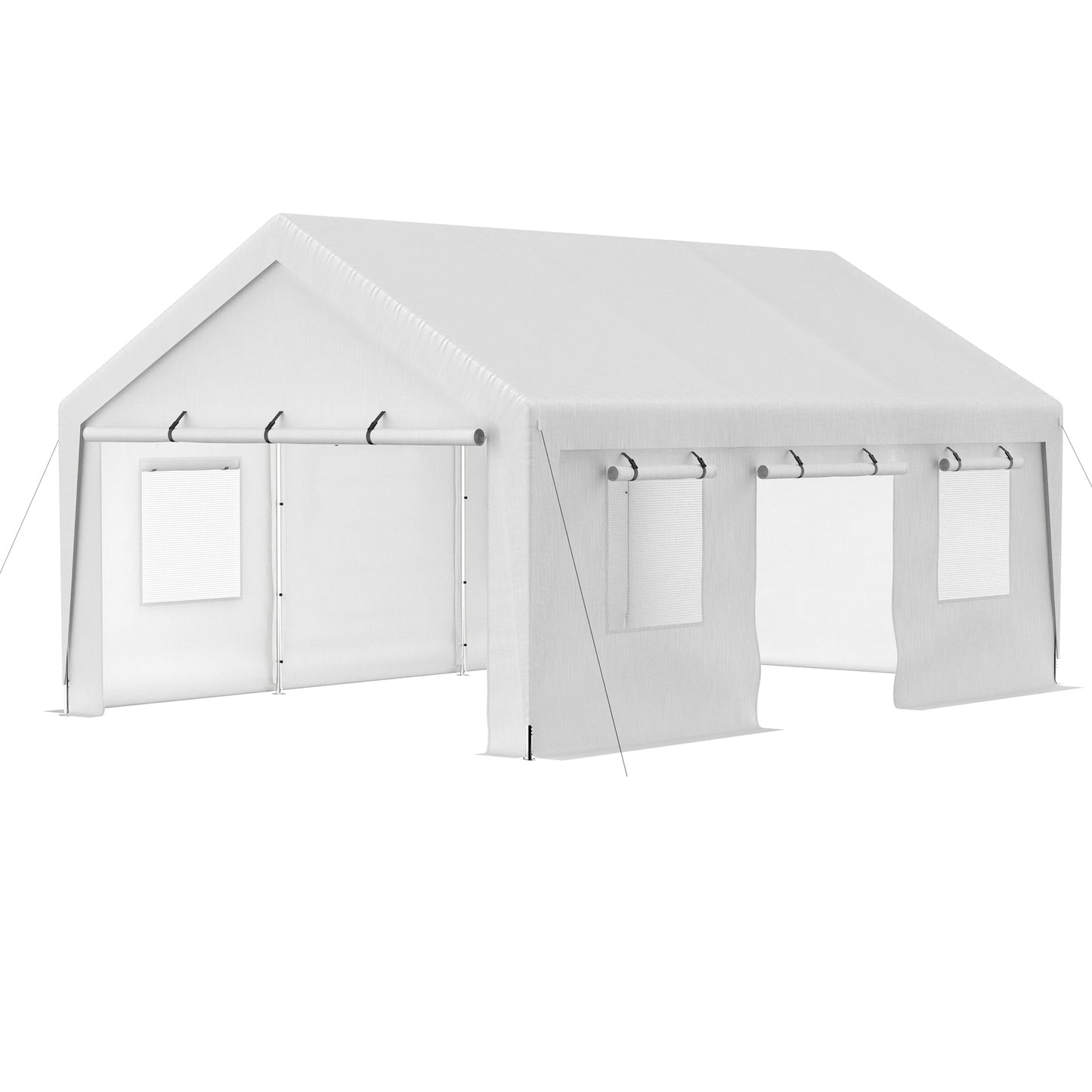 Carport, 13' X 20' Heavy Duty Carport with Roll-Up Sidewall and Ventilated Windows, Portable Outdoor Garage for Car, Truck, SUV, Boat, Car Canopy with All-Season Tarp, Gray, Height 9.8'